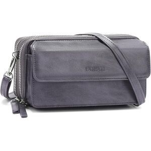 Women Purple Grey Imported Faux Leather Crossbody Wallet With Phone Pocket Bags